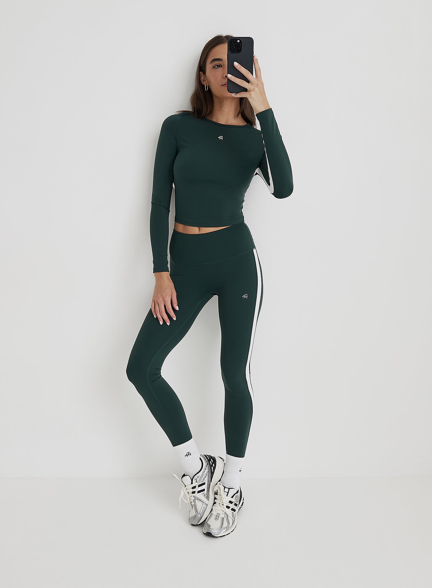 Green 4th Branded Contrast Stripe Legging